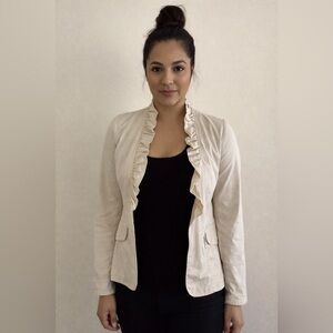 Banana Republic Cream Ruffle Blazer